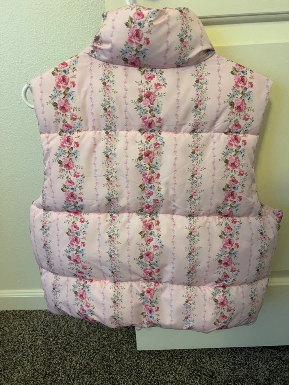 Matching Floral Puffer Vest Set Pink Blue Cottagecore Coquette Aesthetic - Picture 5 of 5